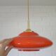 Vintage Orange Glass Pendant Light MCM Space Age Style Hanging Lamp 1970's