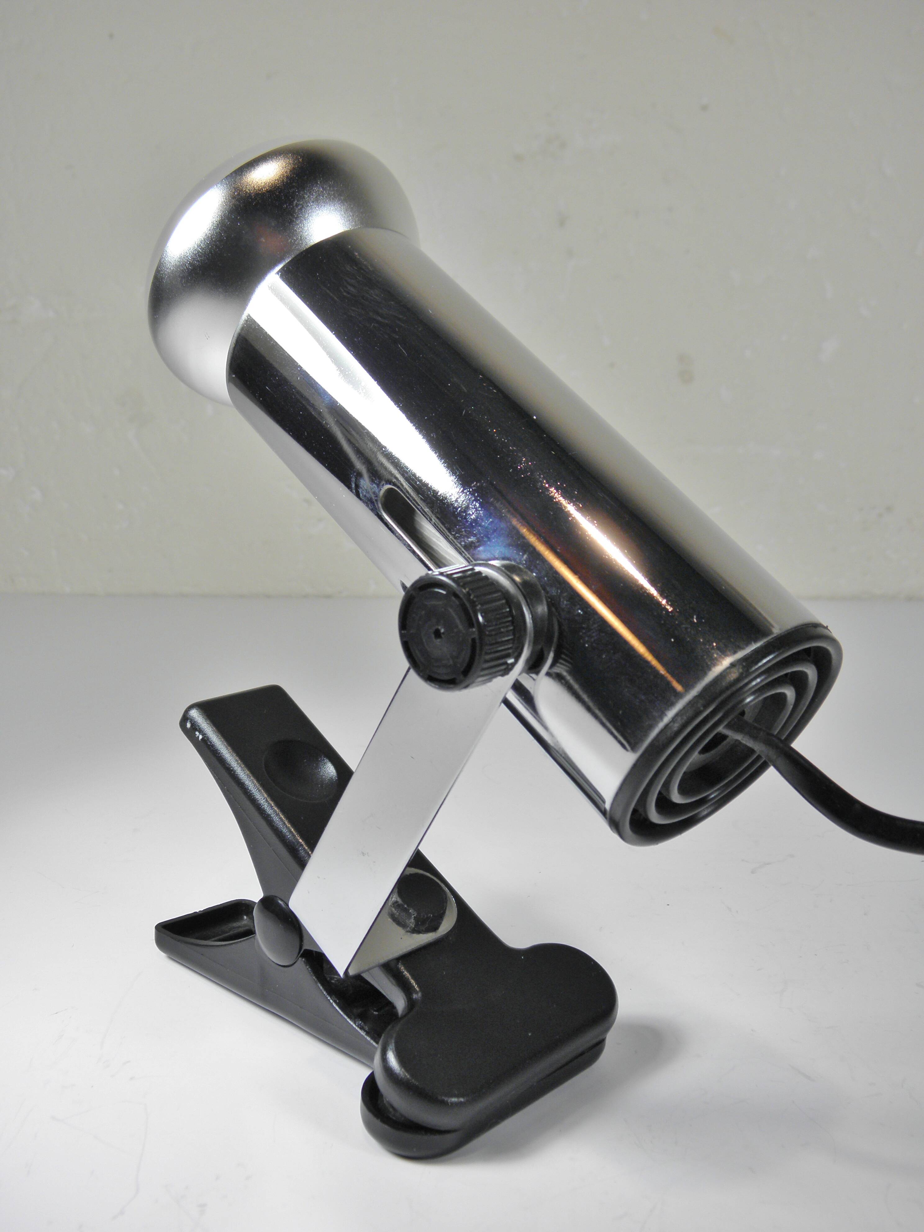 1980s Chrome Metal Clip-On Spotlight