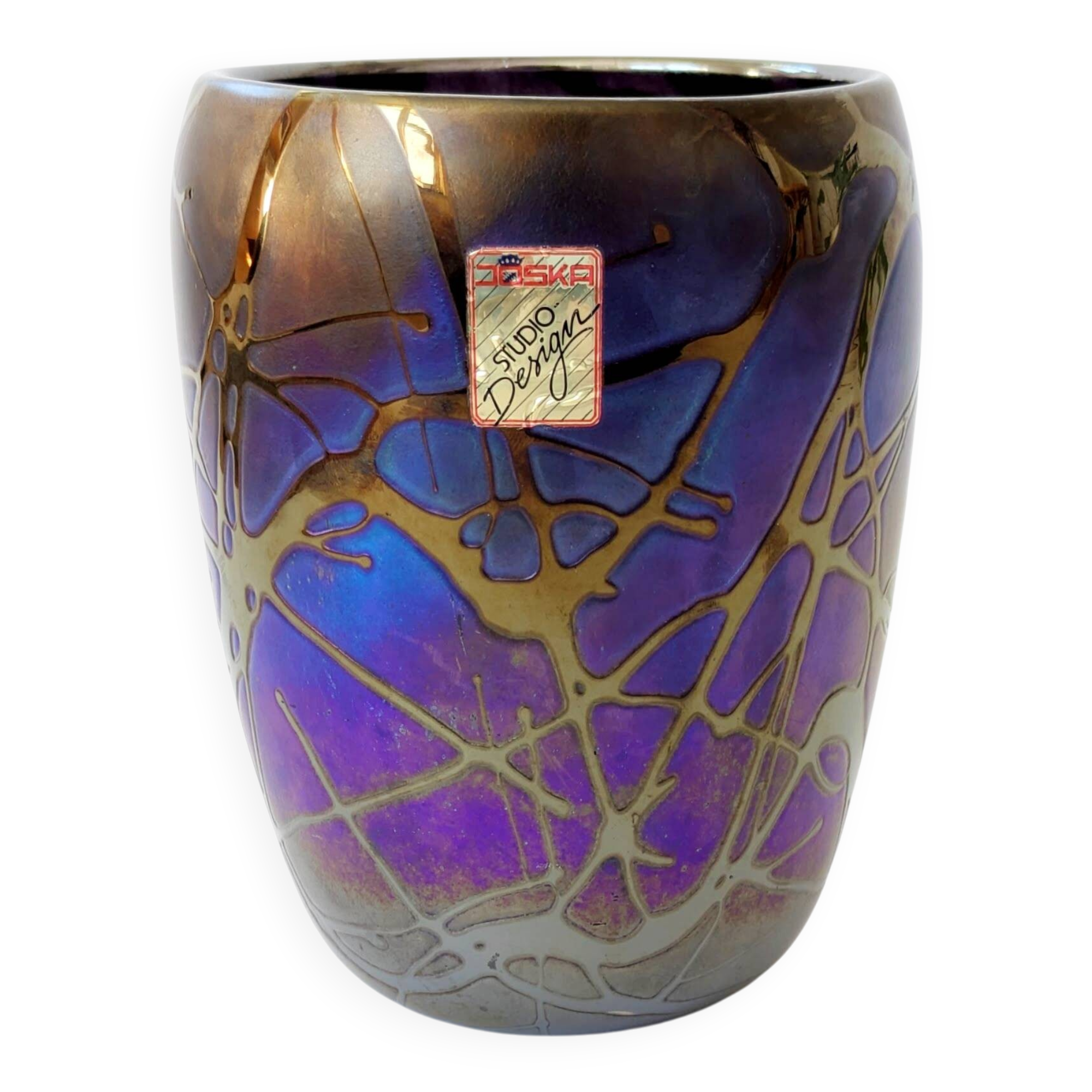 Rare Joska vase, Art Nouveau style, iridescent blown glass, Germany 1990