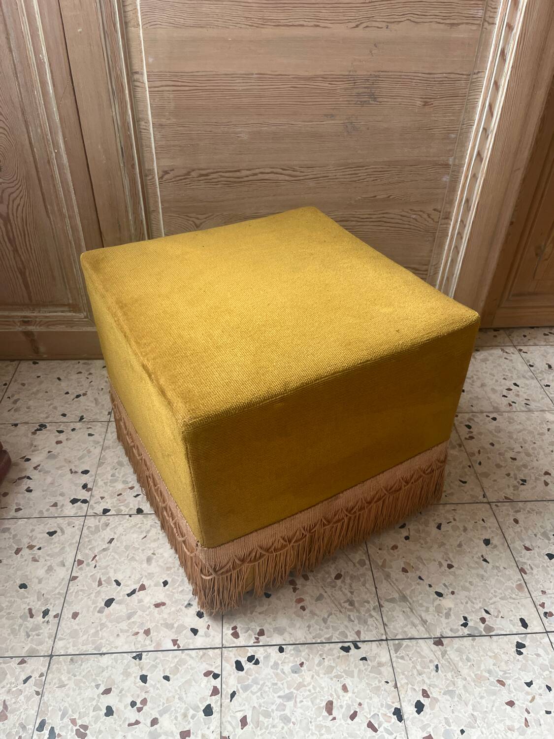 Velvet pouffe