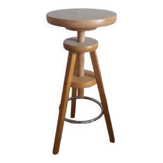 Large so-called “watchmaker” screw stool in solid beech.