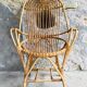 Large rattan armchair with armrests - vintage 1960