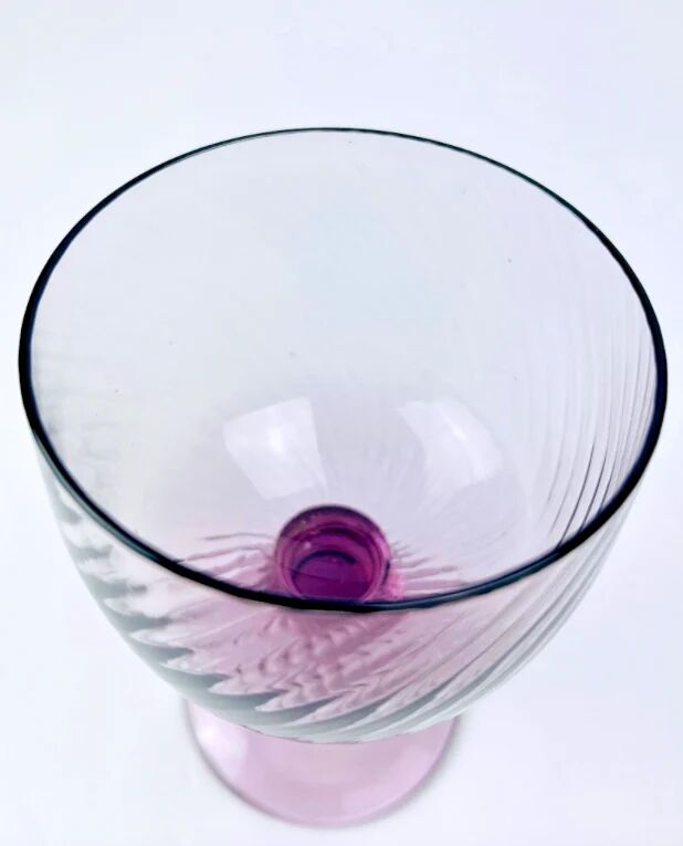Set of 6 purple crystal wine glasses from the 70s/80s.