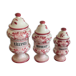 Trio de pots apothicaire menthe, verveine tilleul