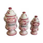 Trio of apothecary pots mint, verbena linden