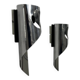 Pair of vintage wall lights, chrome metal, France, 1970.