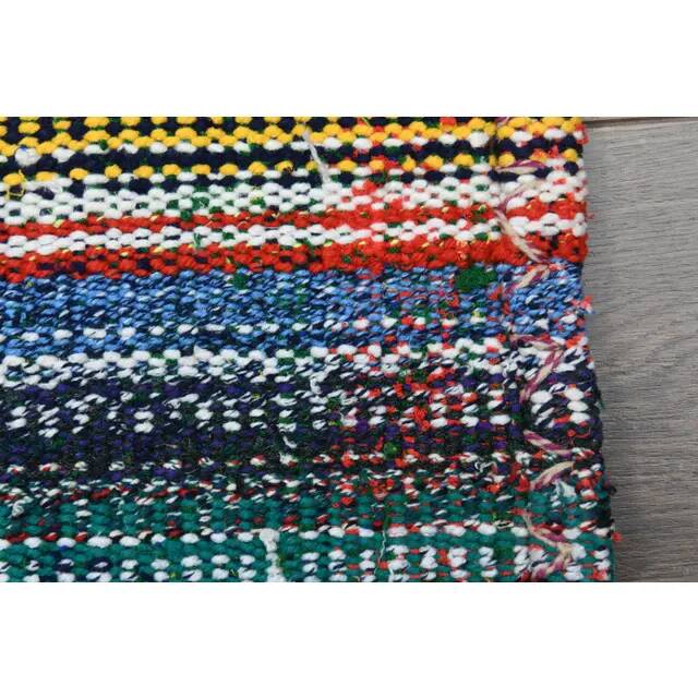 1970s Vintage Turkish Oushak Handmade Wool & Cotton Blue Rug 184x347