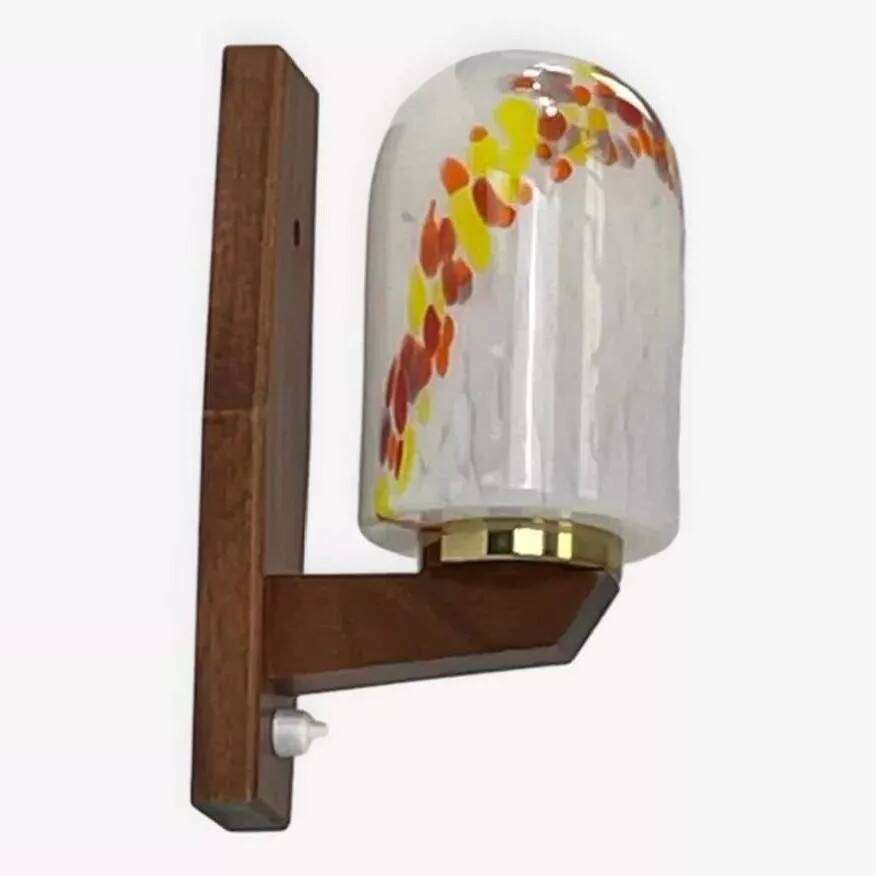 1960s wall lamp in teak and opaline by Guro Leuchten