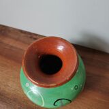 Vintage enamelled vase hand painted fish pattern