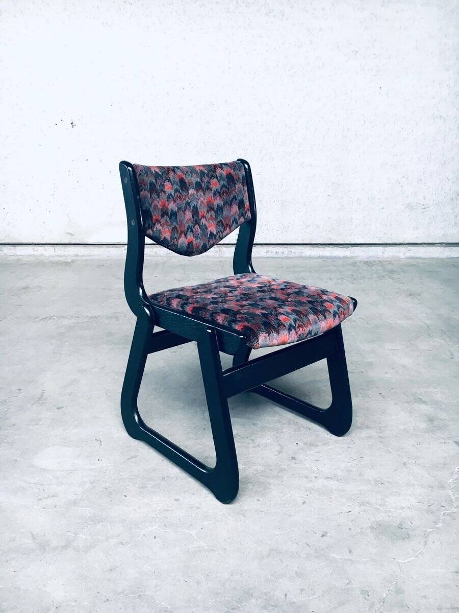 Mid-Century Modern Black Stained Wood Dining Chairs, 1970s, Set of 4