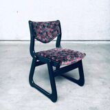 Mid-Century Modern Black Stained Wood Dining Chairs, 1970s, Set of 4