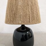 Vintage lamp in enamelled stoneware and jute rope