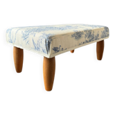 Petit banc repose pieds toile de Jouy