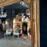 Napoleon iii period fireplace mirror in golden wood with putti decor - 19th century