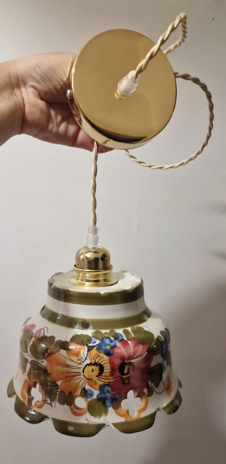 Rustic hand-painted pendant light