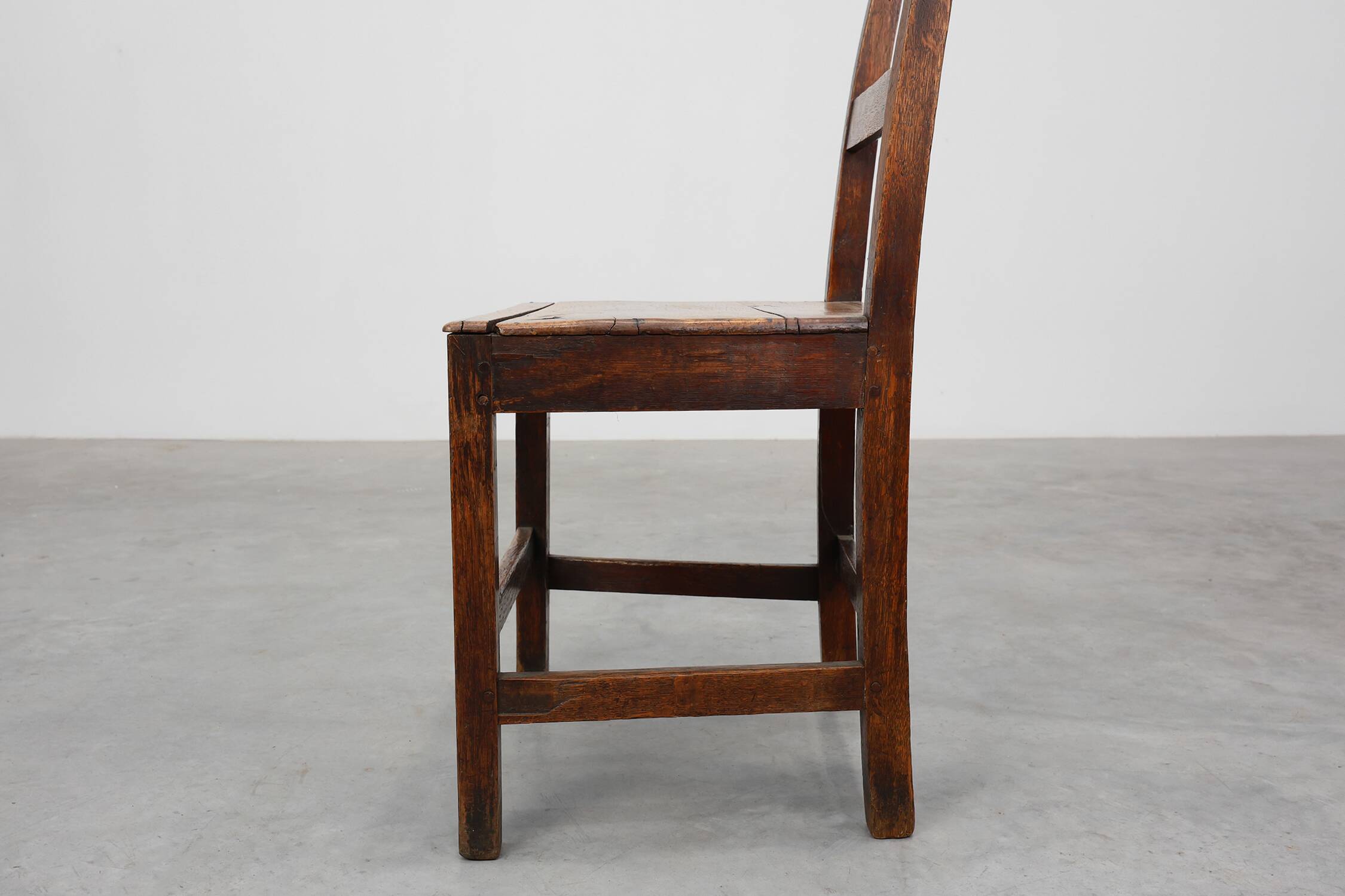 Antique oak late 19th century oak side chair, Belgium
