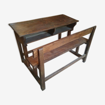 Desk school desk double wood massif 30/40 years