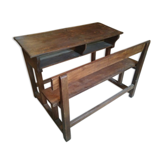 Desk school desk double wood massif 30/40 years