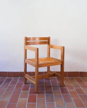 Vintage straw armchair