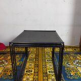 Vintage black metal trundle tables 1950