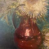 Old painting, still life with thistles signed C.Jung, 1928