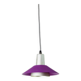 Purple Silver Green Multicolor Metal Ceiling Lamp – 1980s Postmodern Memphis, Striped Cable