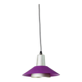 Purple Silver Green Multicolor Metal Ceiling Lamp – 1980s Postmodern Memphis, Striped Cable