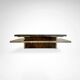 Table basse en bois de noyer à deux niveaux et métal avec bar intégré, France, années 1980.