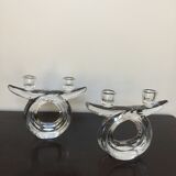 Pair of Art Deco Cristallerie de Vannes candlesticks