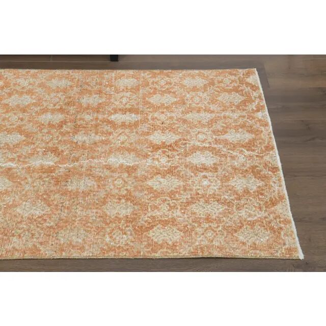 1970s vintage Turkish hand-knotted wool cotton orange runner rug 92x205