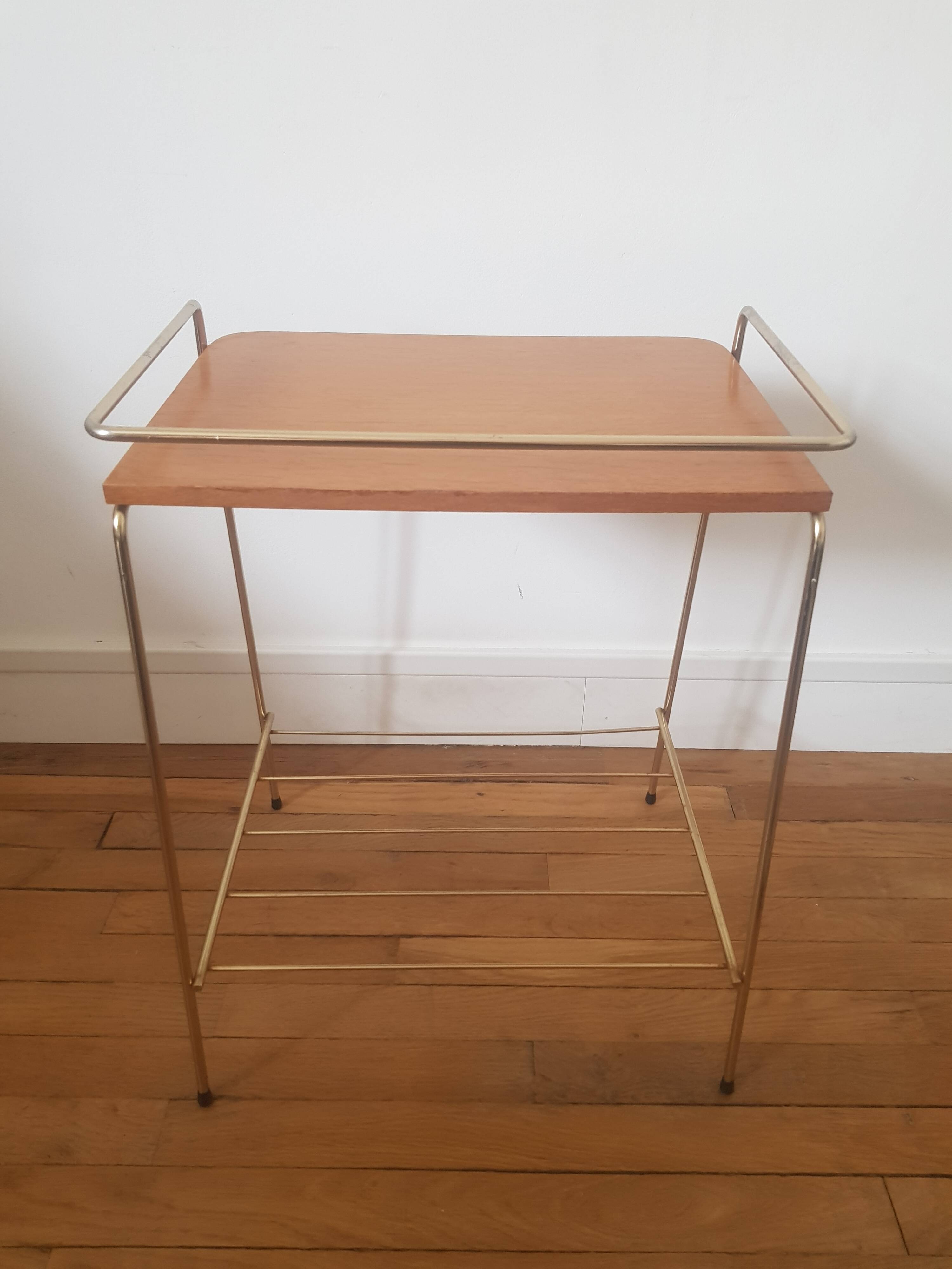 Metal and wood end table