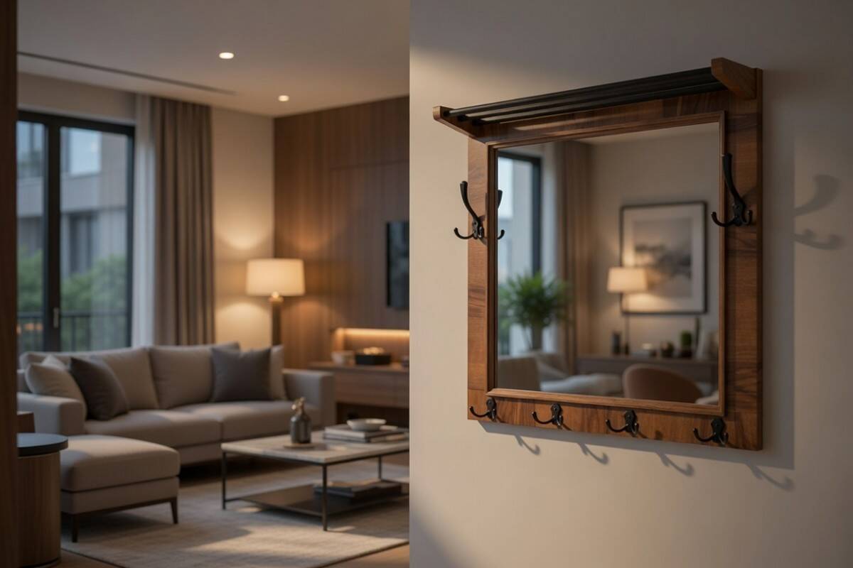 Art Deco style wardrobe with mirror, 1940s, Poland.