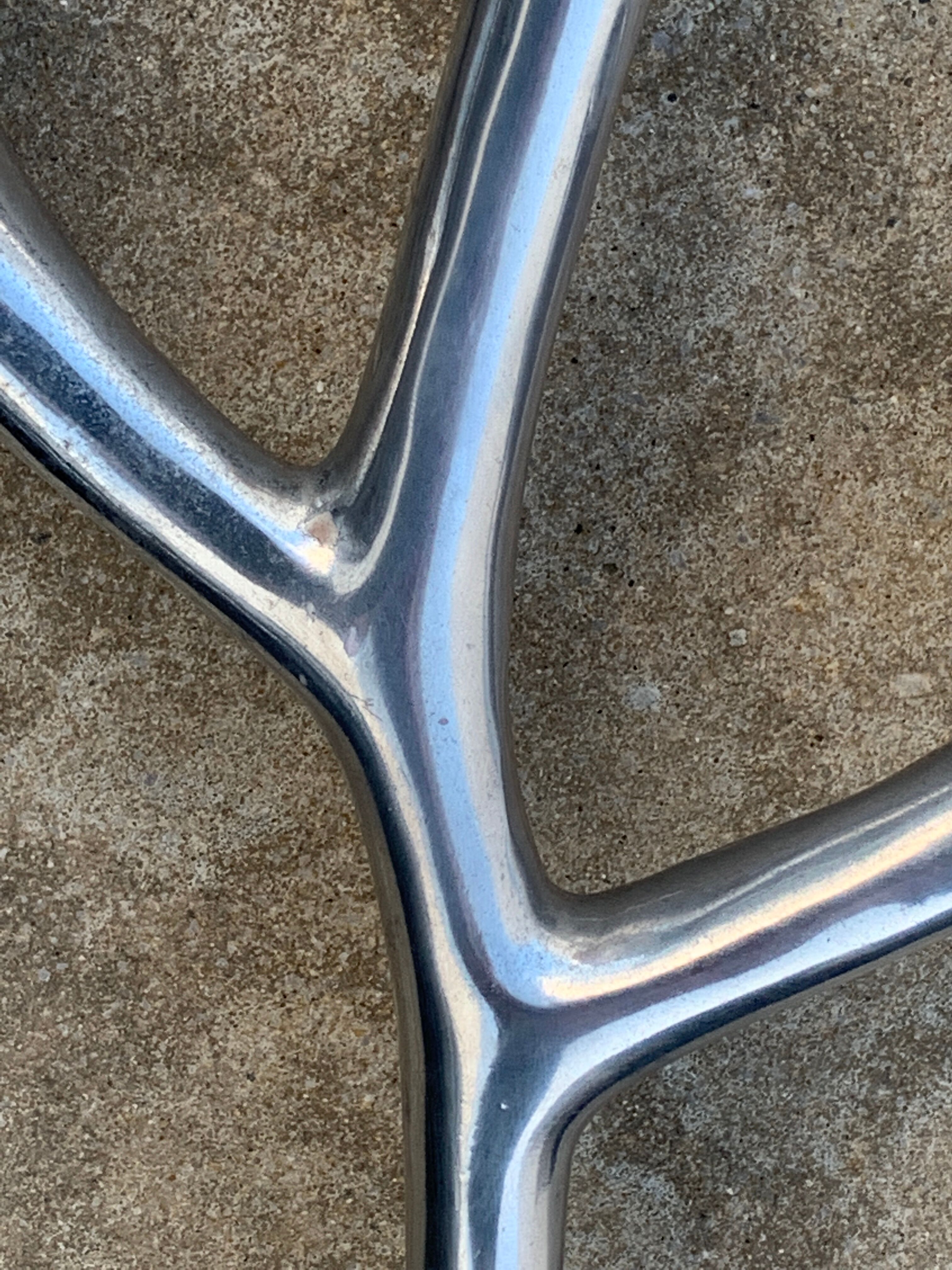 Organic candle holder in brushed aluminum, 3 branches, 1970