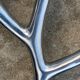 Organic candle holder in brushed aluminum, 3 branches, 1970