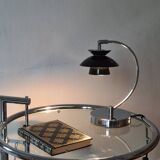Scandinavian-inspired black and chrome table lamp