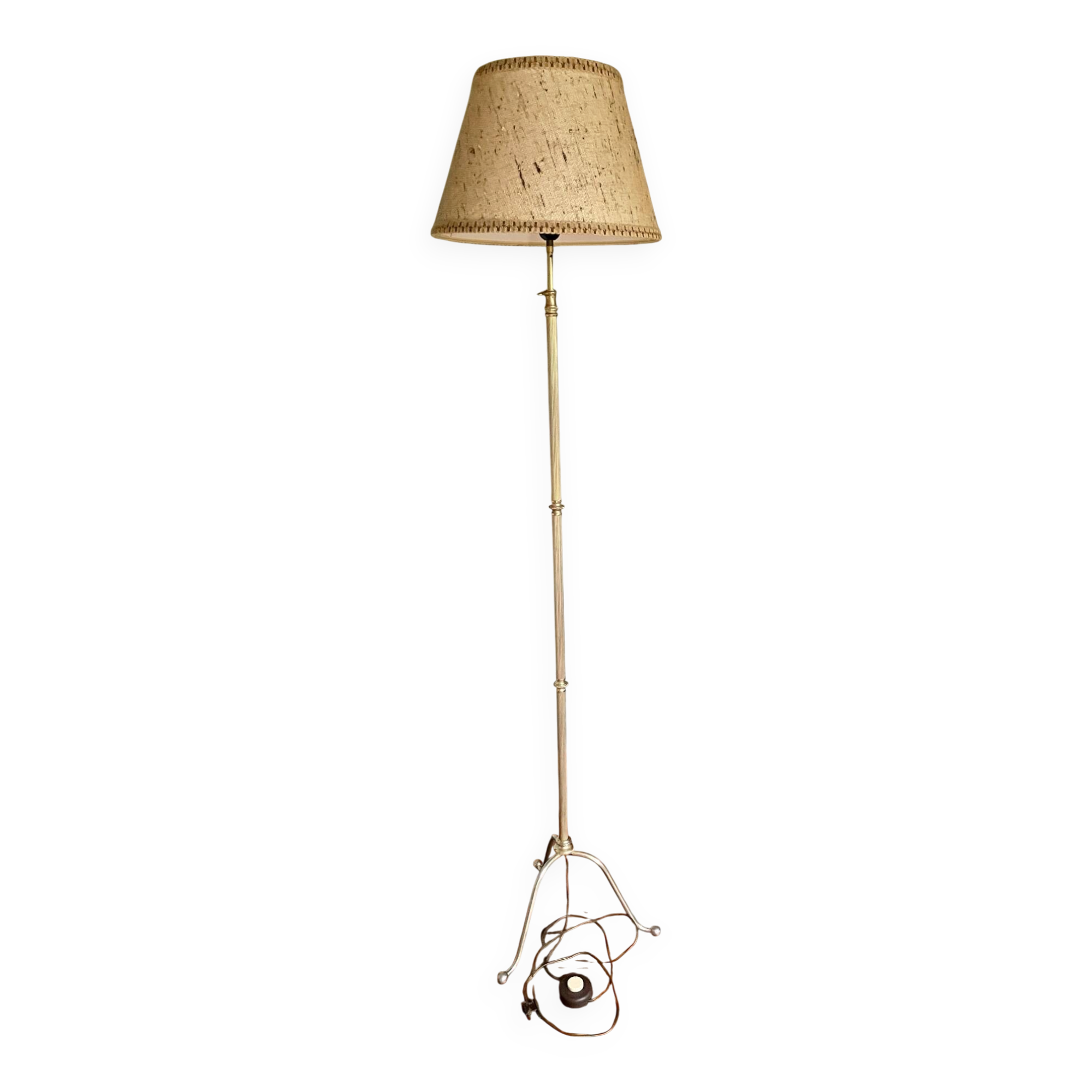 Vintage gold-plated tripod floor lamp