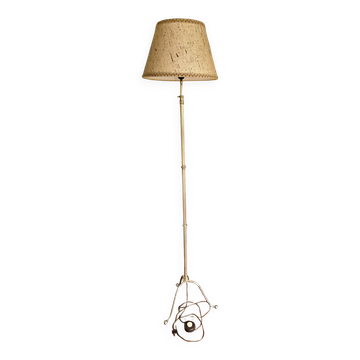 Lampadaire tripode en laiton doré vintage