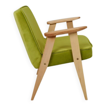Fauteuil moderne en velours vert lime design par Chierowski