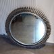 Large brutalist sun-type mirror, round, handmade - Folk Art
