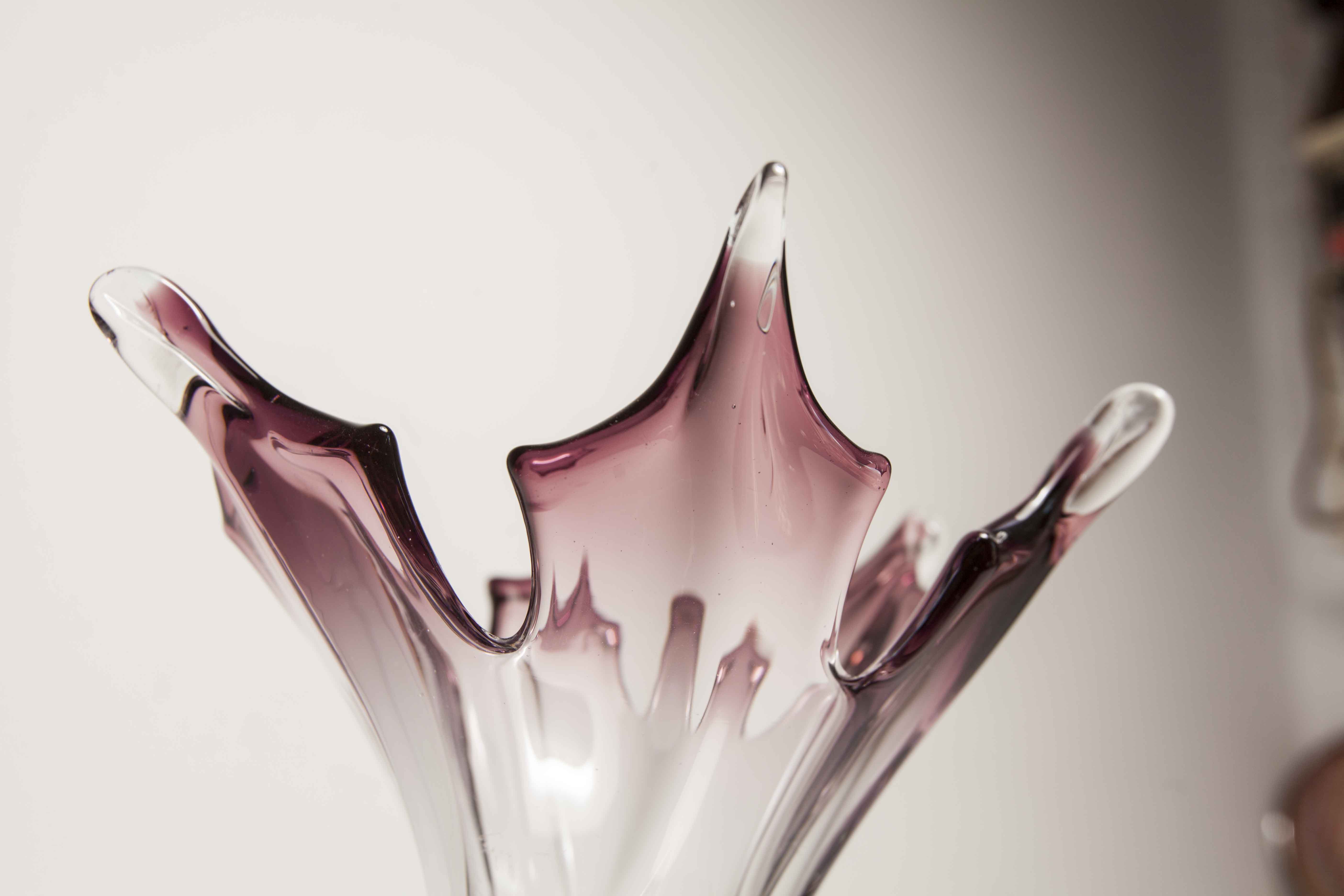 Vase in Murano glass by Fratelli Toso H 27.5cm