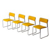 Chaises tubulaires des années 70 en tissu jaune ensoleillé