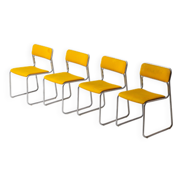 Tubular 70s chairs in Sunny yellow fabric