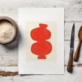 Painting on paper - majo - bright red - signed eawy