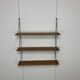 60s wall-mounted string shelf, wood and metal