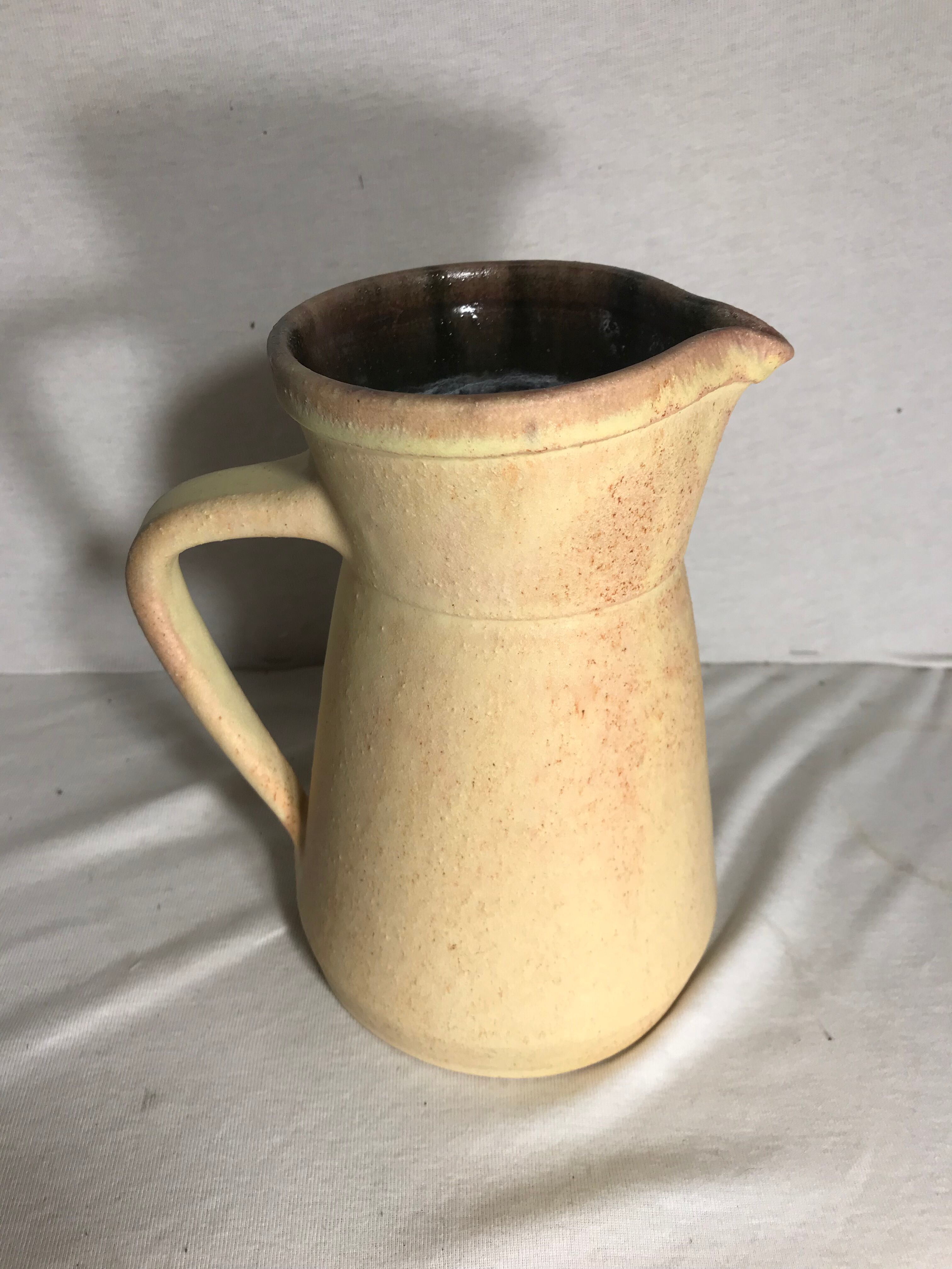 Old Accolay ceramic beige ceramic jug intage
