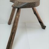 Tripod stool solid wood folk art 60s