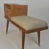 Teak telephone bench, Vintage Scandinavian 1960s