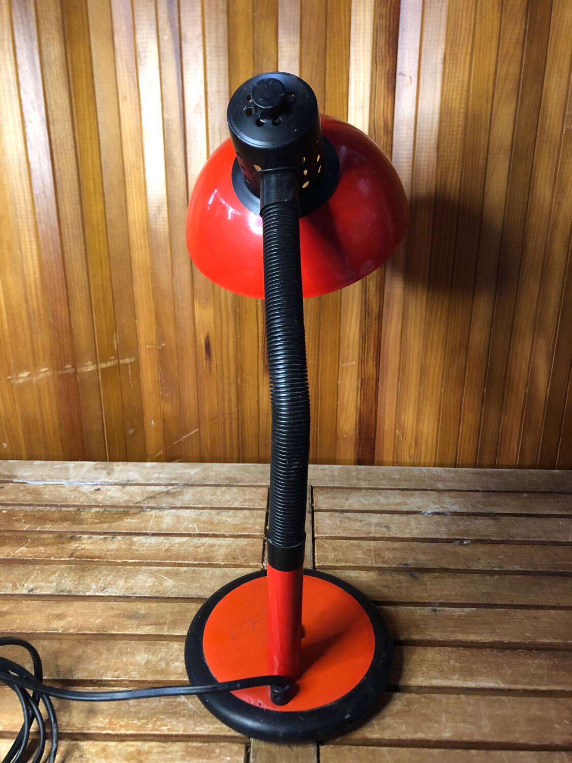 Old aluminor articulated lamp red & black metal 1970s vintage #a545
