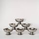 set of 6 large wide foot bowls in stainless steel 1970