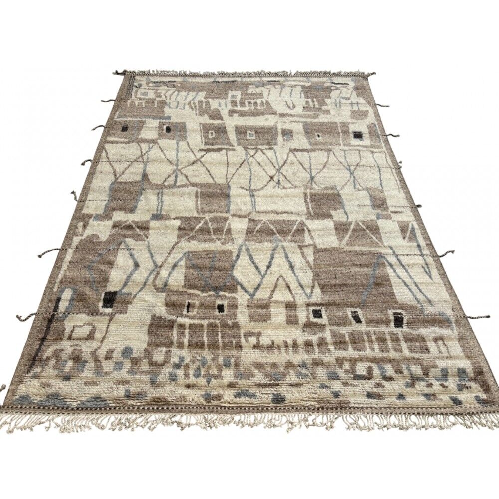 Modern Moroccan style Handmade Rug. 100% Natural Wool. Custom Options Available